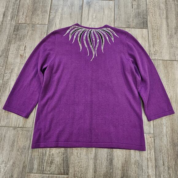 Bob Mackie Cardigan Women M Wearable Art Purple Sequin Beaded Embellished Top - Picture 6 of 10